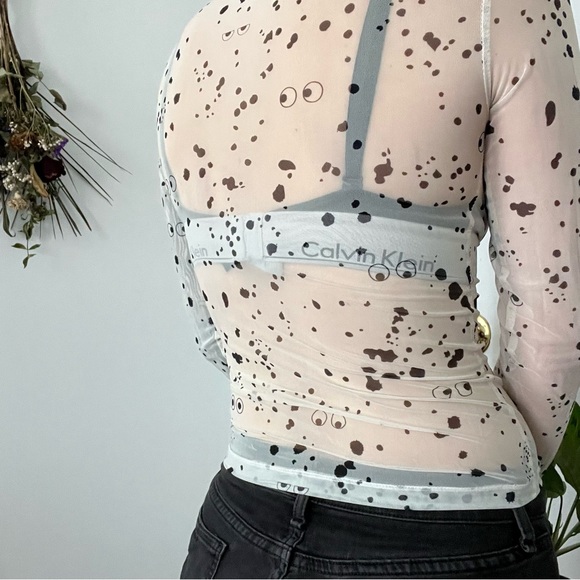 Lazy Oaf x studio arhoj black and white sheer long sleeve - Picture 4 of 4